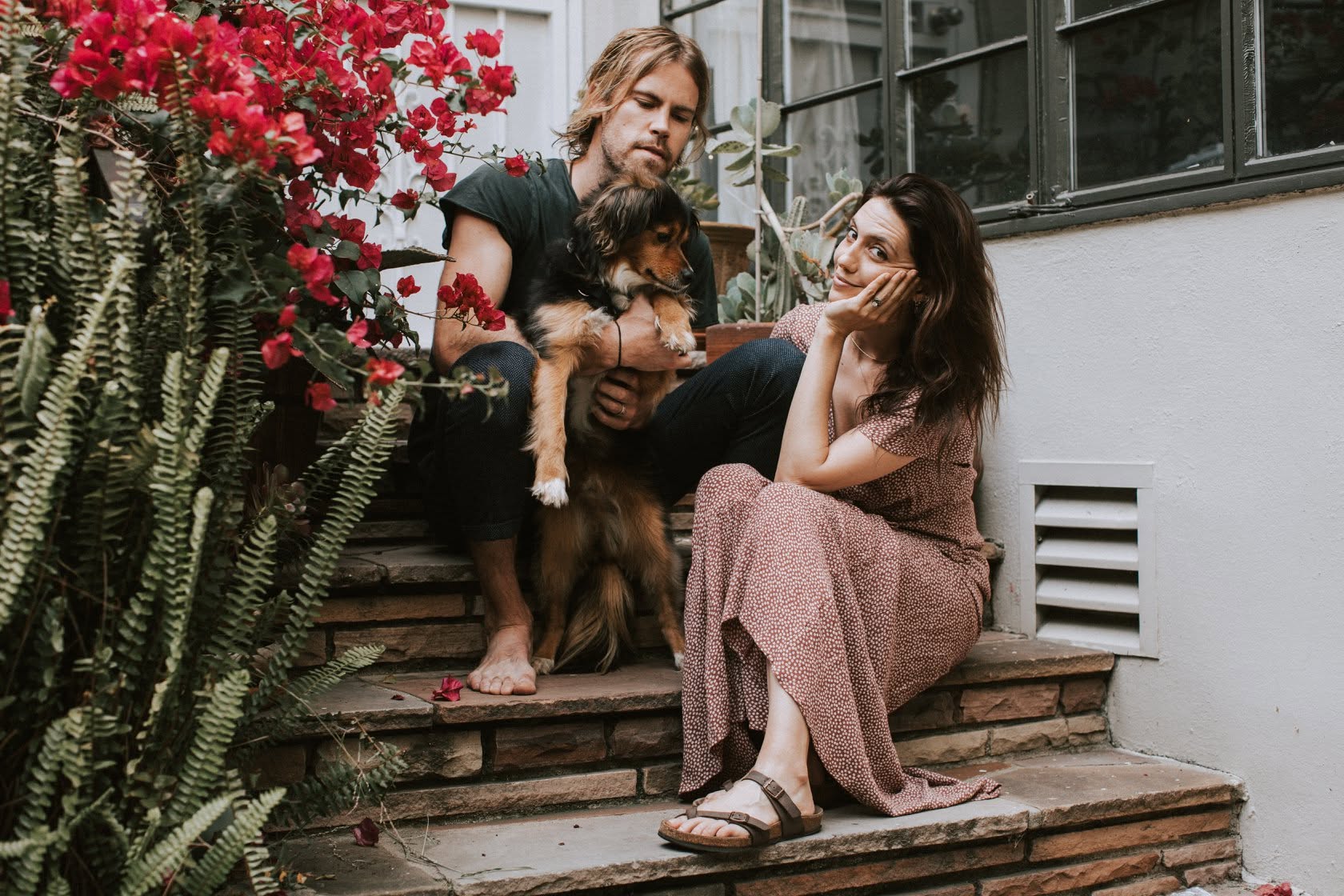 A couple and their dog in Los Angeles