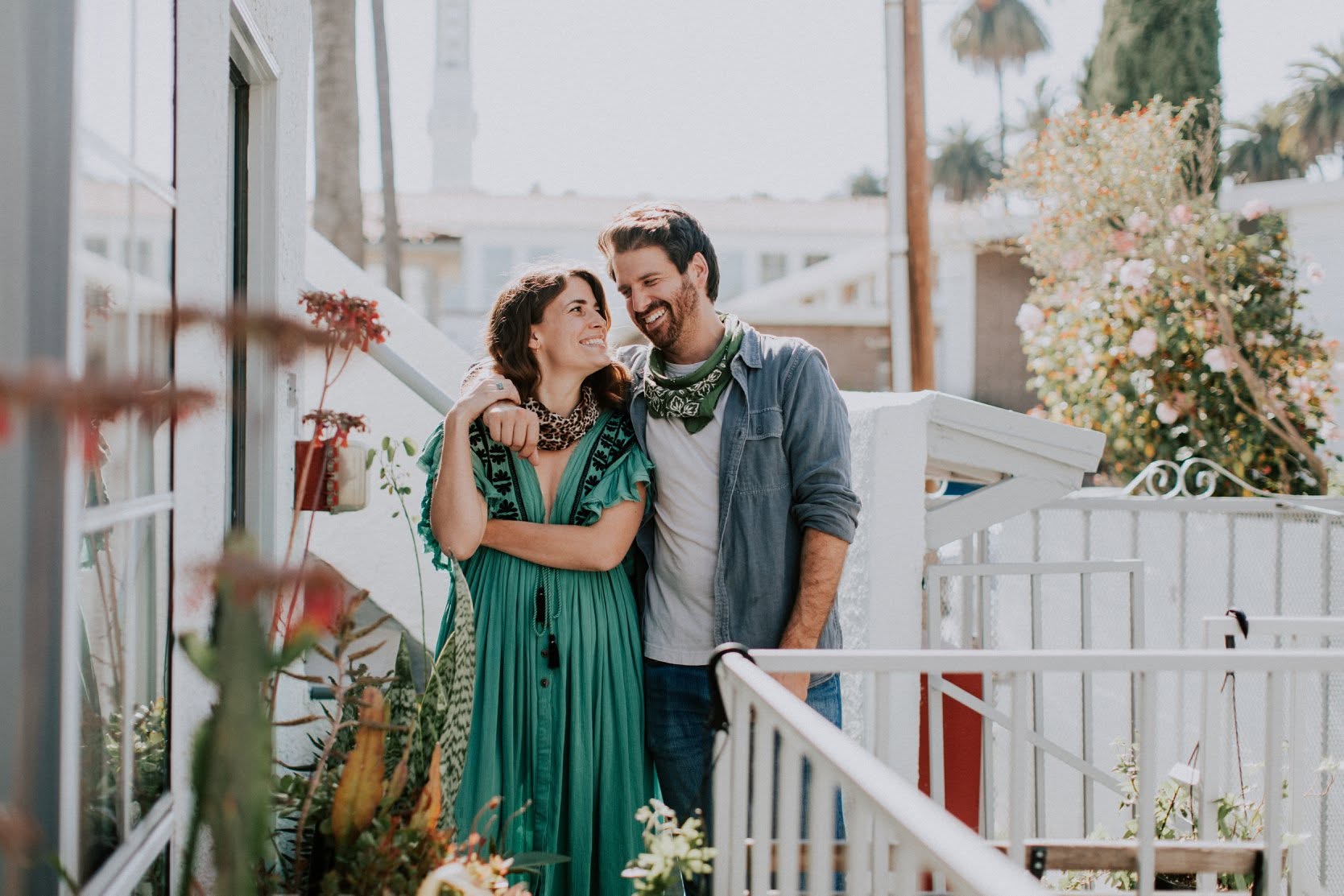 A couple embracing in Los Angeles