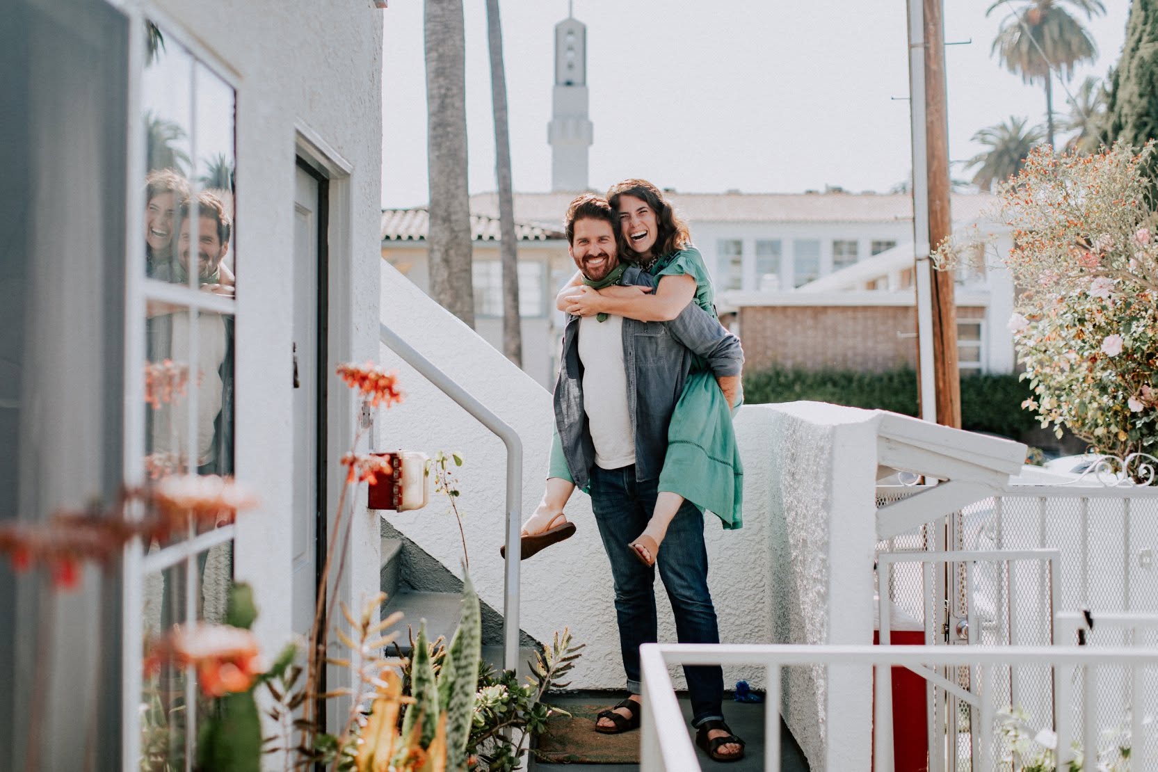 Portrait of a couple embracing in Los Angeles