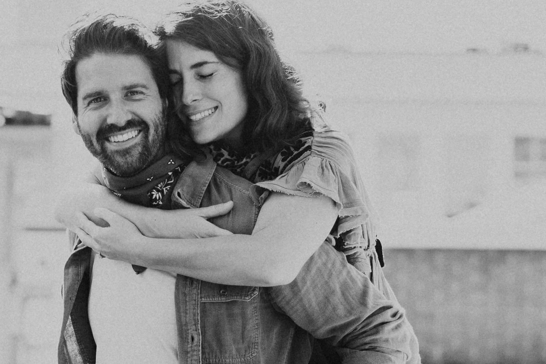 Black and white portrait of a couple