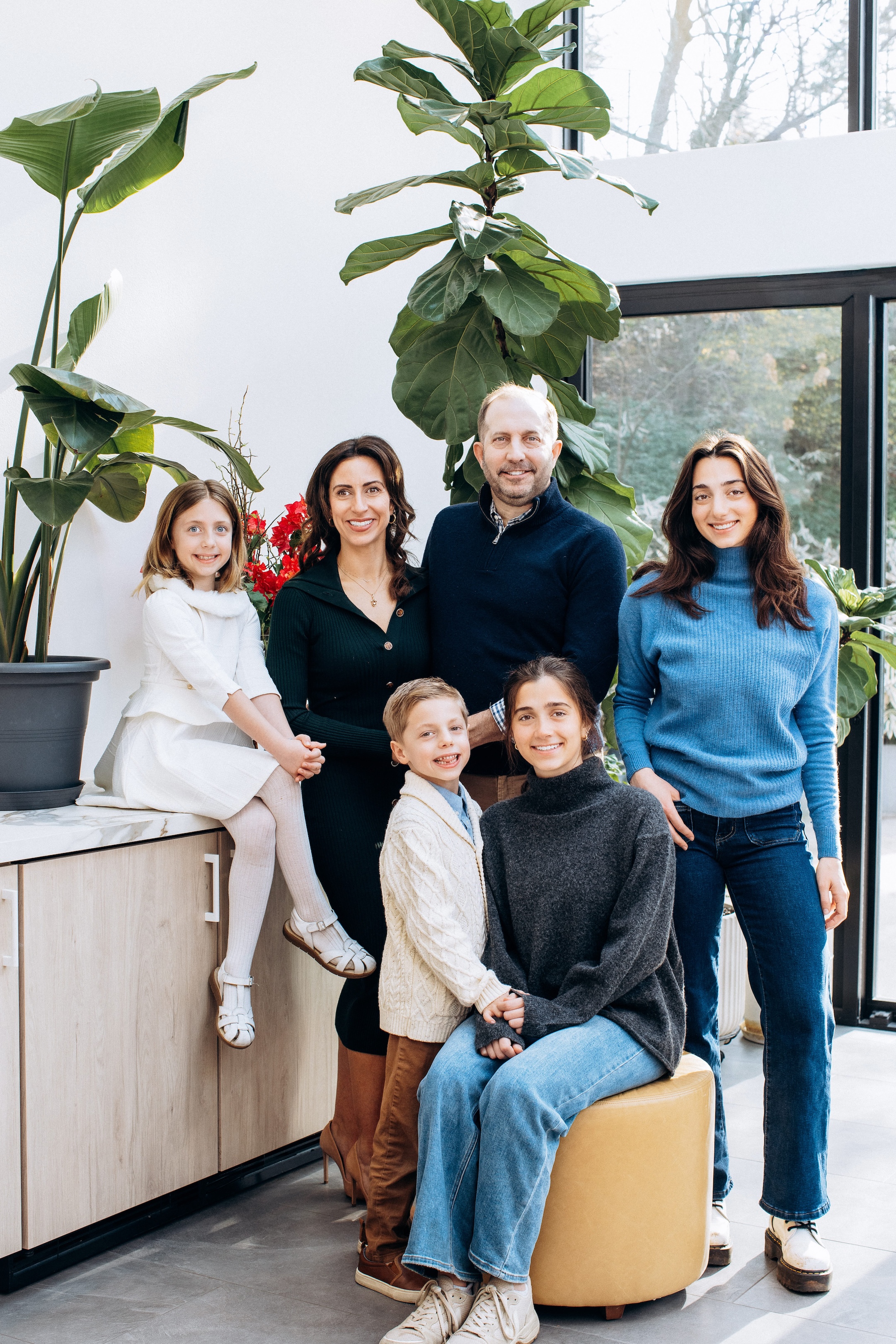In home portrait of a family