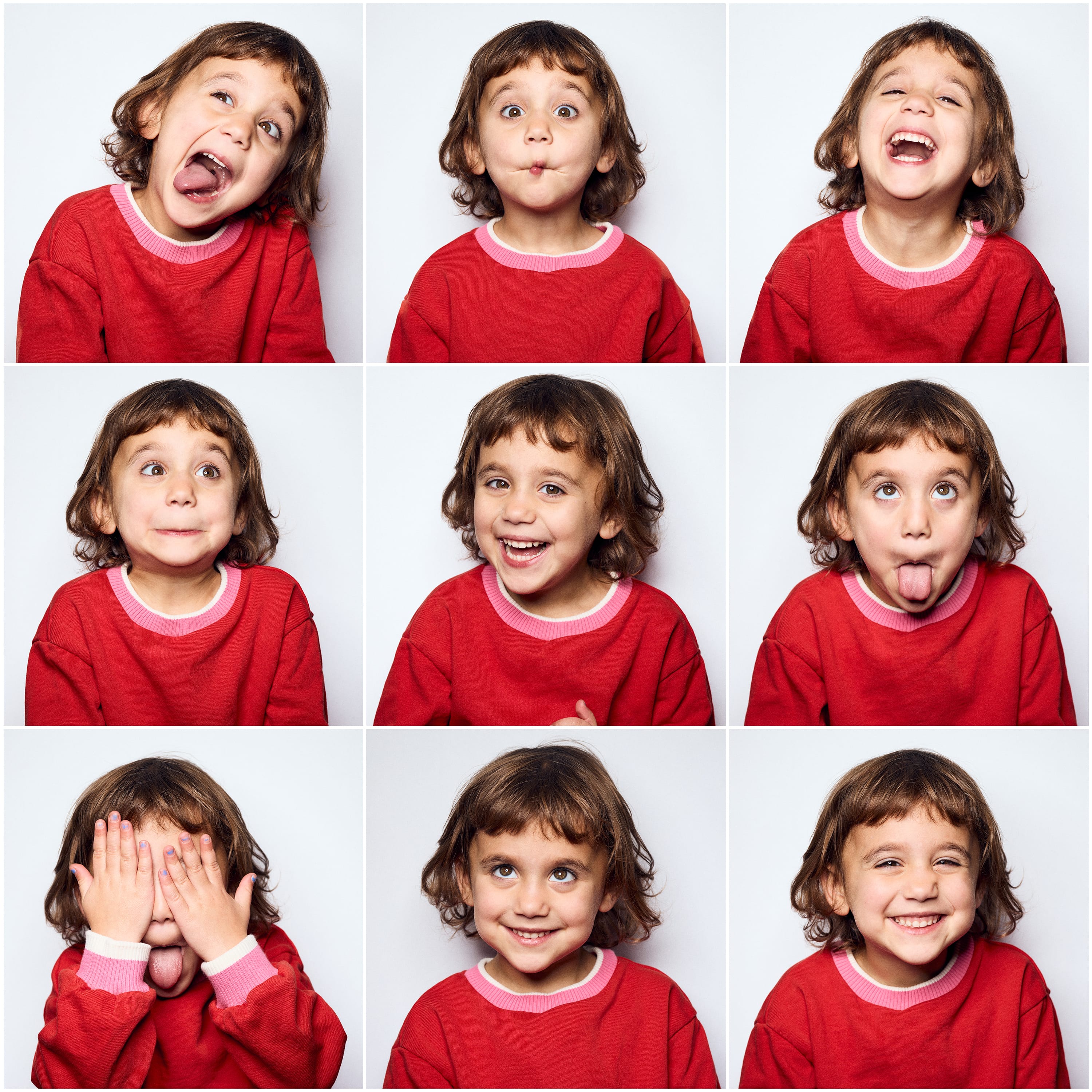 Child with a playful expression for the camera.