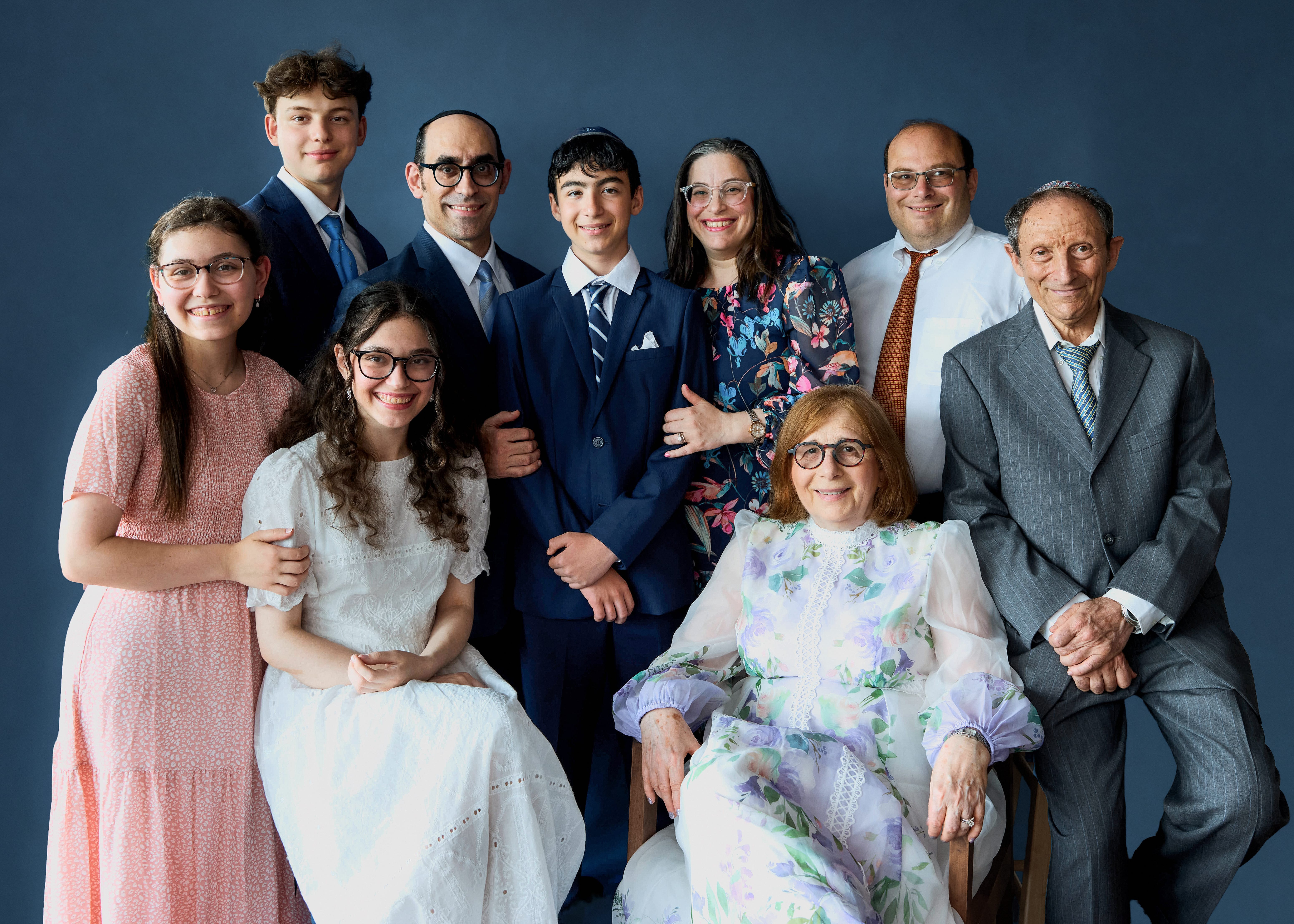 Large family portrait in the studio for a Bar Mitzvah