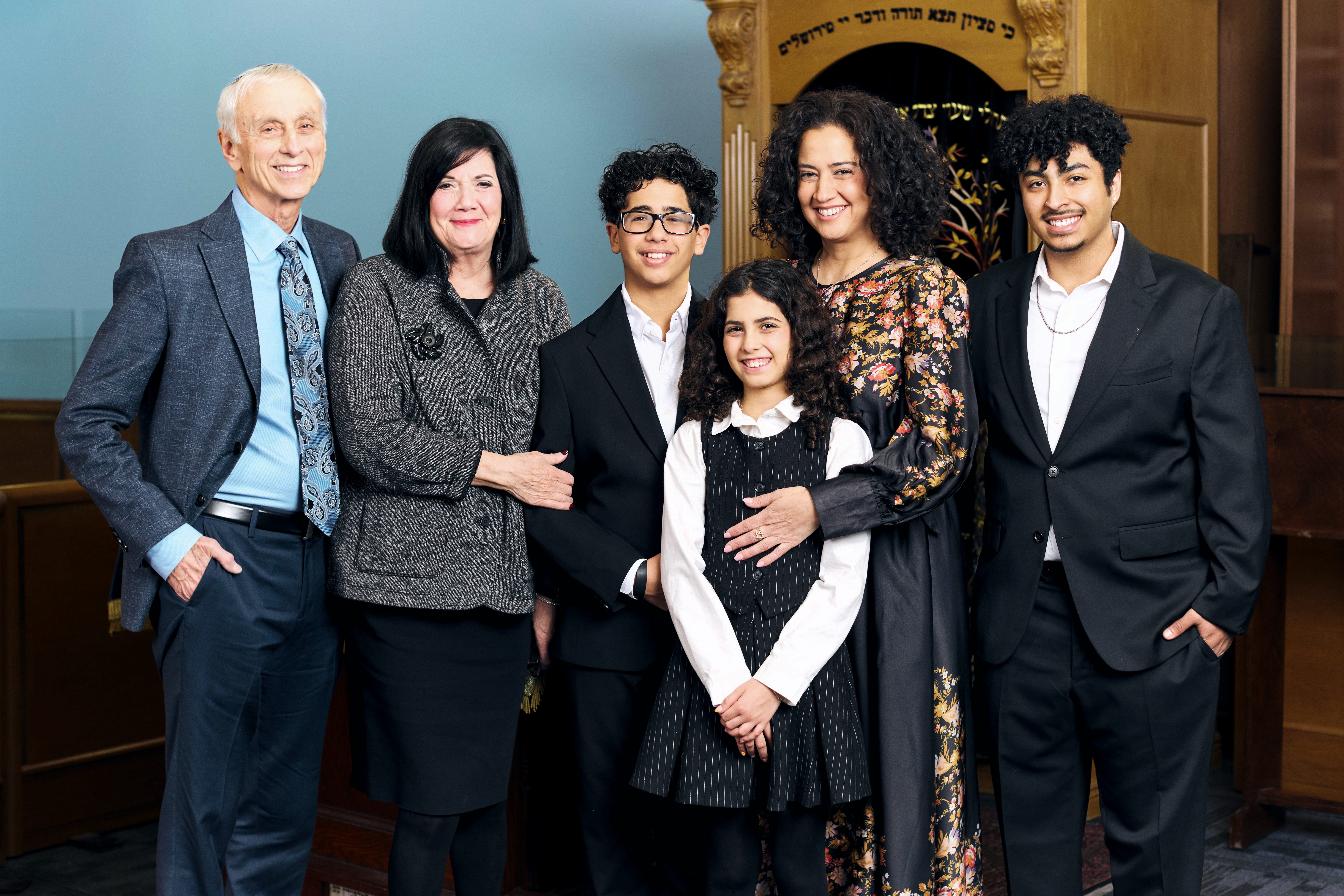 Family portrait after a Bar Mitzvah ceremony