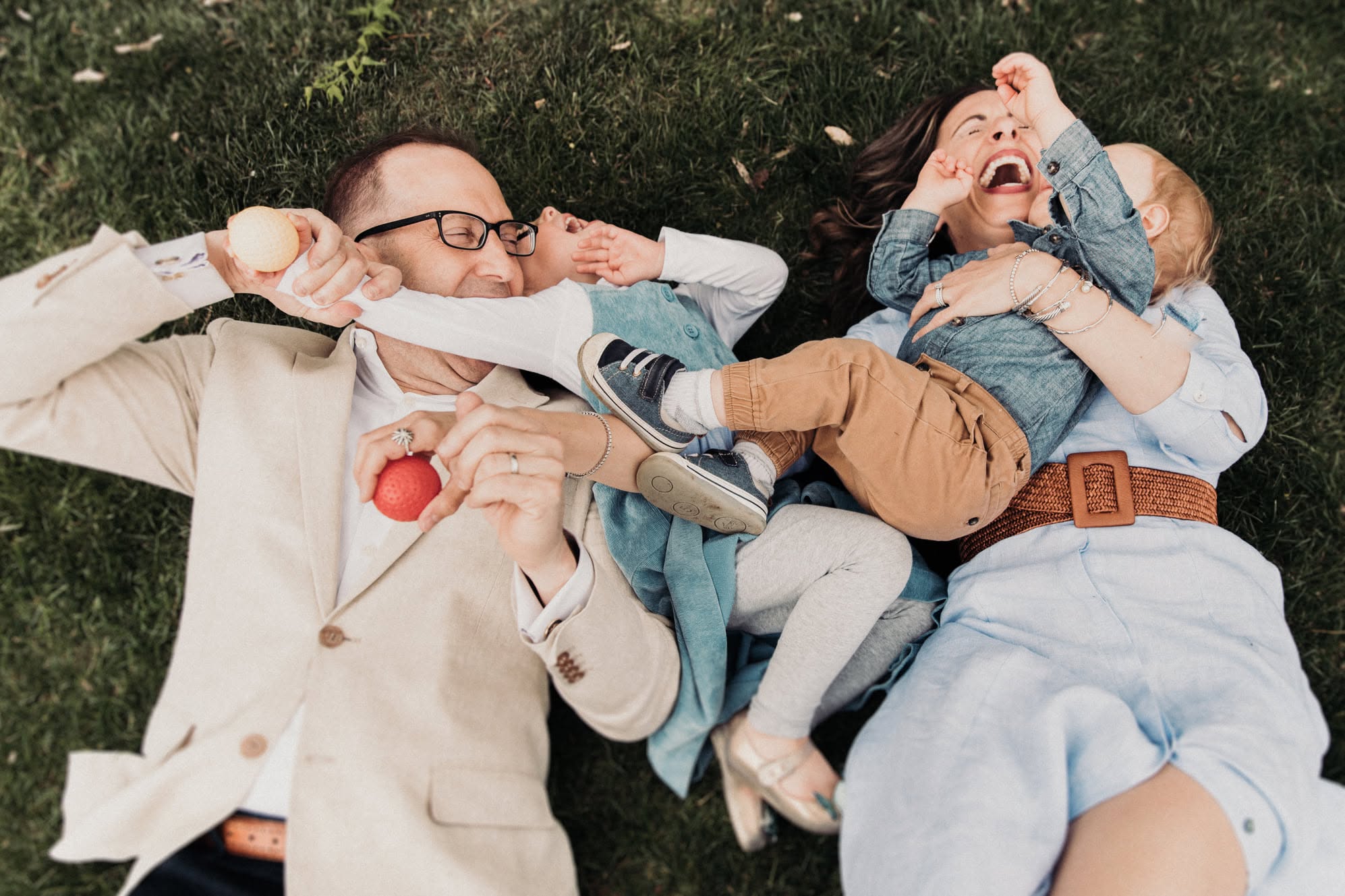 Family photographed during a relaxed portrait session